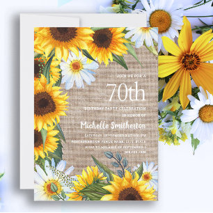 Invitation Tournesols jaunes Marguerites blanches 70e anniver