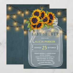 Invitation Tournesols jaunes vifs baby shower dans un pot mas