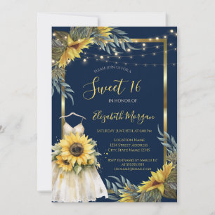 Invitation Tournesols,Lumières,Robe Texture Bois Douce 16