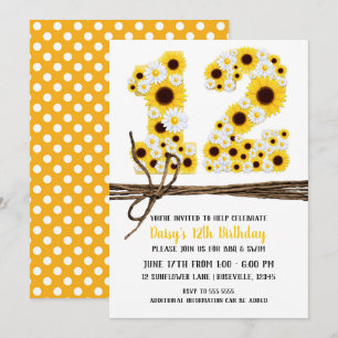 Invitation Tournesols & Marguerites Fête d'anniversaire de DO