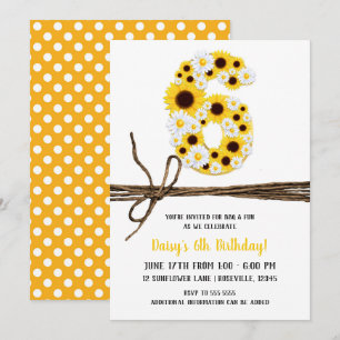 Invitation Tournesols & Marguerites SIX 6 6ÈME Anniversaire