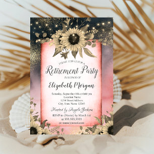Invitation Tournesols Or Aquarelle Retraite