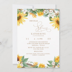 Invitation Tournesols rustiques et Fête des mariées en coton
