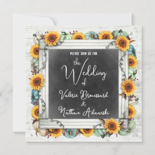 Invitation Tournesols rustiques et Mariage de automne Citroui