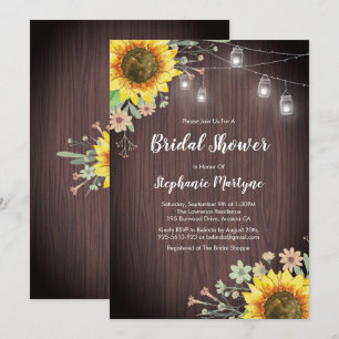 Invitation Tournesols rustiques Fête des mariées en bois Maso