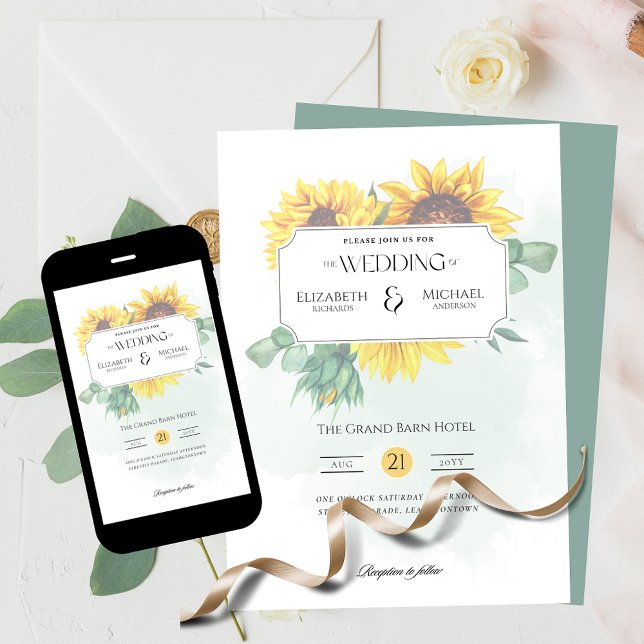 Invitation Tournesols rustiques Impression ou Mariage numériq (Créateur téléchargé)