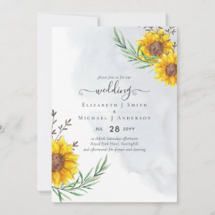 Invitation Tournesols rustiques Mariage du budget de la grang