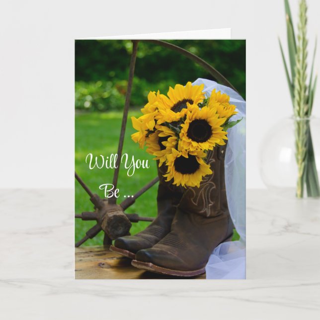 Invitation Tournesols Rustiques Serez-Vous Ma Femme D'Accueil (Devant)