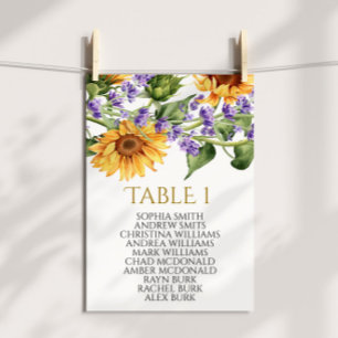 Invitation Tournesols Tableau Numéro 1 Tableau de sièges