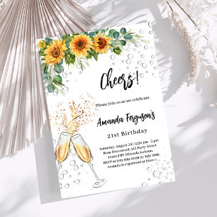 Invitation Tournesols vert applaudissent bulles anniversaire