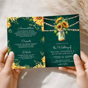 Invitation Tournesols Vert Turquoise Pot en Matière QR Code M