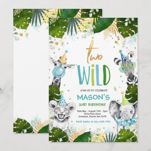 Invitation Tournoi d'amoureux du safari Gold de deux animaux 