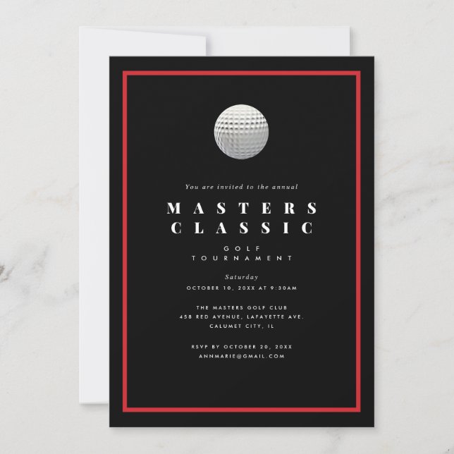 Invitation Tournoi de golf fête d'anniversaire (Devant)