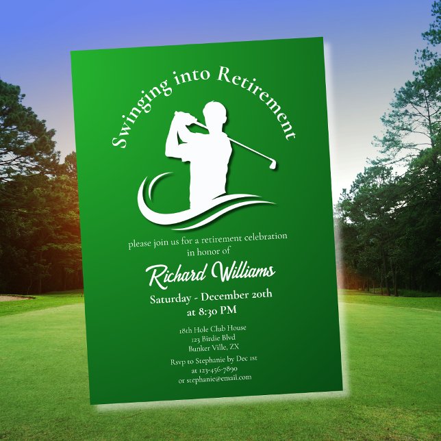 Invitation Tournoi de golf moderne de se mettre en retraite (Créateur téléchargé)