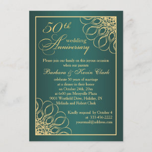 Invitation Tournoyants dorés 50e anniversaire de mariage