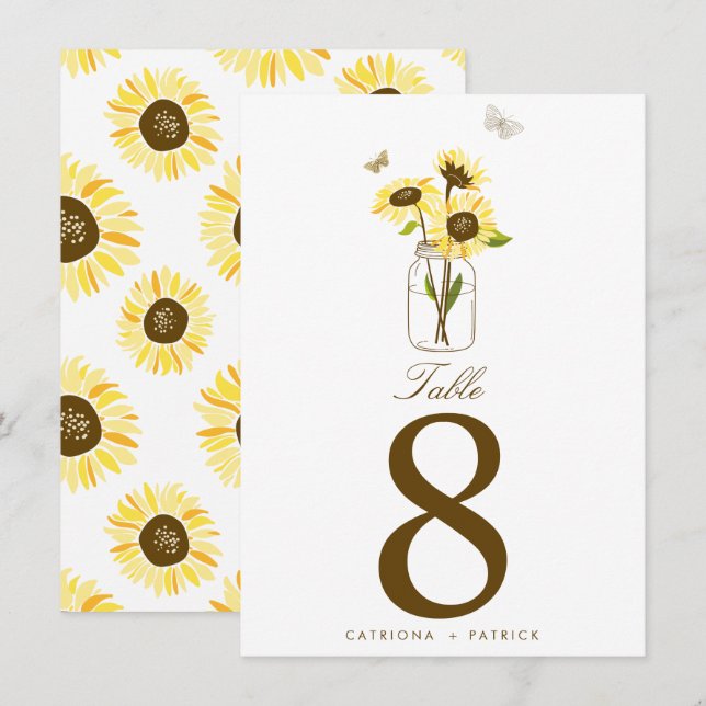 Invitation Tournures de soleils rustiques sur des numéros de  (Devant / Derrière)