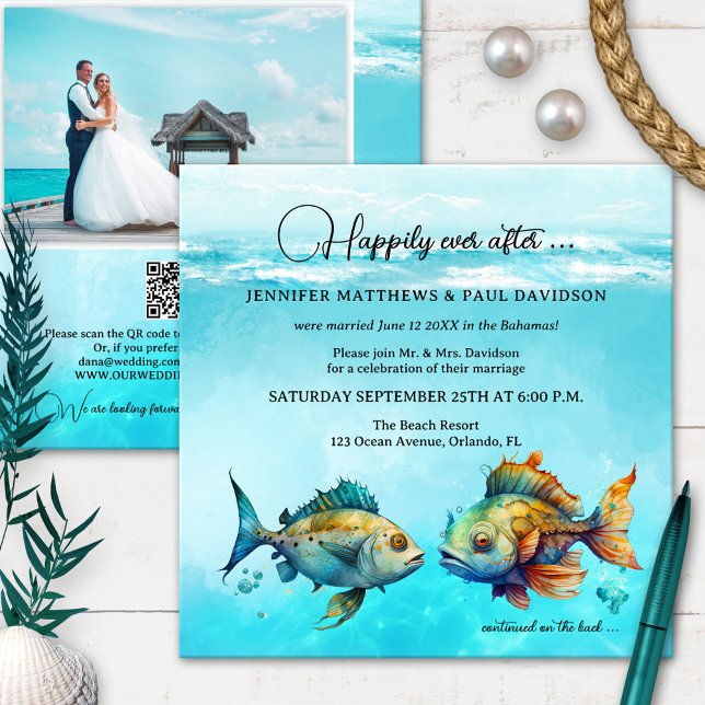 Invitation Tourquoise Poisson Tropical Joyeux Jamais Après Ma (Créateur téléchargé)