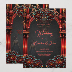 Invitation Tours majestueuses aux fleurs sombres.