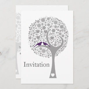 Invitation tourterelle mauve lovebirds mod mariage invite