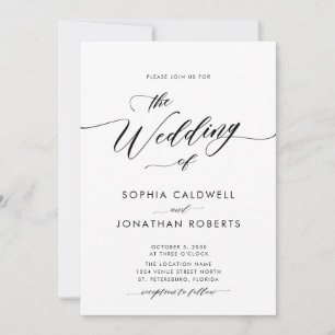 Invitation Tous en un Détails sur le Mariage de calligraphie 