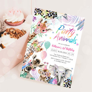 Invitation Tous les animaux de fête Safari Anniversaire 