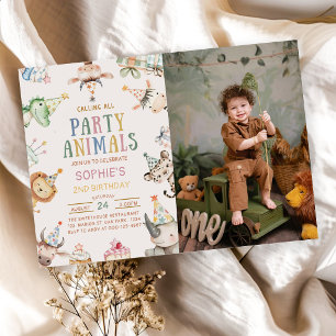 Invitation Tous les animaux de fête Safari Zoo Anniversaire