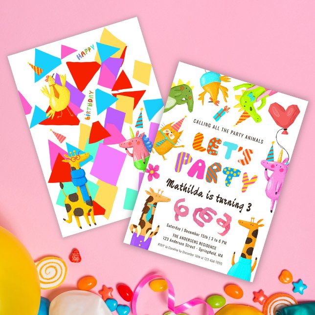 Invitation Tous les animaux de fête Safari Zoo Enfants Annive (Calling All Party Animals Safari Zoo Kids Birthday Invitation)