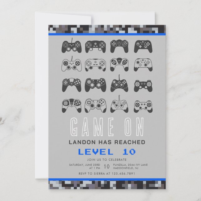 Invitation Tous les ans Jeux Vidéo Niveau Haut Joueur Anniver (Devant)