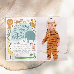 Invitation Tous les fêtards !   Photo de moderne d'anniversai
