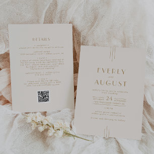 Invitation TOUS Vintages Art Déco Cream Gold QR Code Mariage