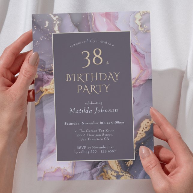 Invitation Tout âge Agate élégant Anniversaire Fête (Any Age Elegant Agate Birthday Party Invitation)