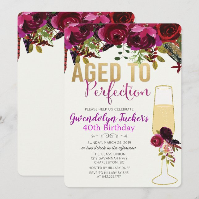 Invitation TOUT ÂGE - Âgé à la perfection Anniversaire Invita (Devant / Derrière)