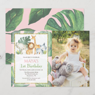 Invitation TOUT ÂGE - Animaux de Safari Jungle Photo Annivers