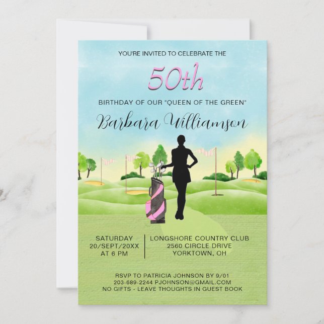 Invitation Tout âge Anniversaire Fête de Golf (Devant)