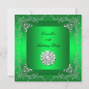 Invitation Tout âge Anniversaire Fête Lime Diamant Vert Look