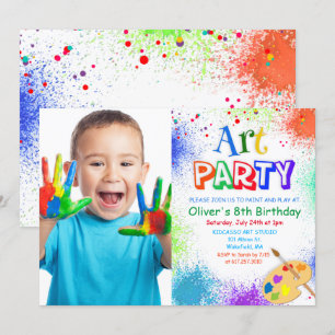 Invitation TOUT AGE Art Party Paint Party Anniversaire Invita