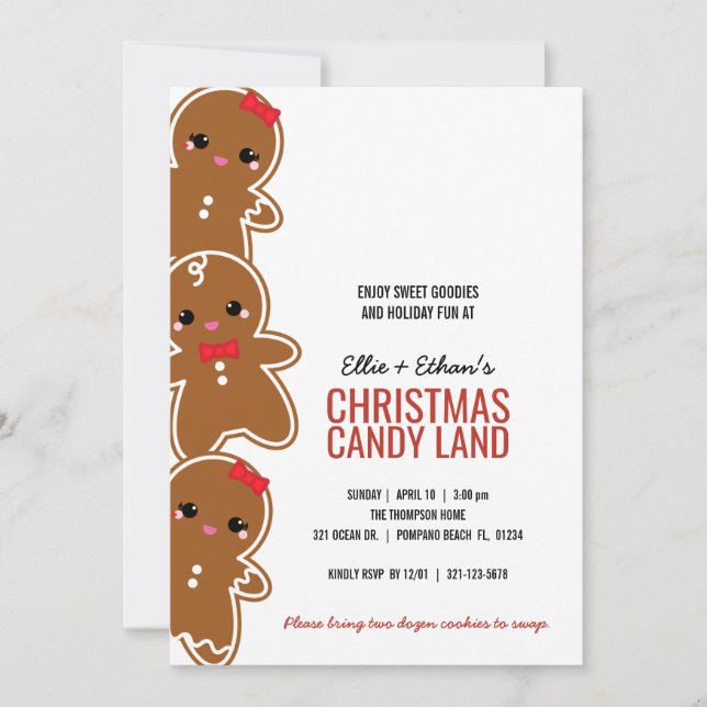 Invitation TOUT ÂGE fille & garçon CHRISTMAS GINGERBREAD cany (Devant)