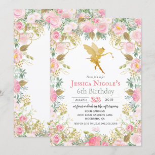Invitation TOUT ÂGE - Floral Fairy Girl Anniversaire Invitati