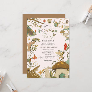 Invitation Tout âge Mushroom Forest Fée fille anniversaire