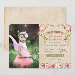 Invitation TOUT ÂGE - Photo Vintage Fée Anniversaire Invitati