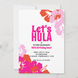 Invitation TOUT ÂGE tropical Anniversaire FÊTE rose orange lu