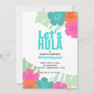 Invitation TOUT ÂGE tropical fête d'anniversaire sherbert lua