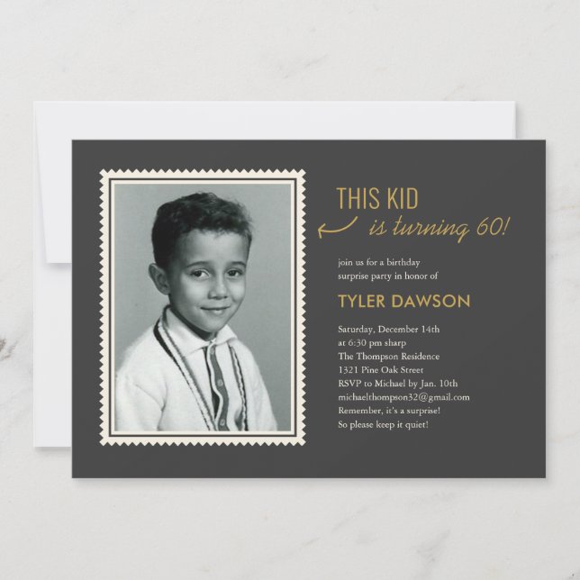 Invitation Tout âge Vieux Photo Surprise 60e anniversaire Inv (Devant)