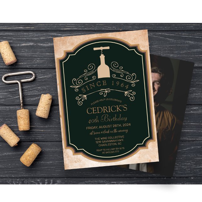 Invitation TOUT ÂGE - Vin Étiquette Anniversaire Photo Invita (Créateur téléchargé)