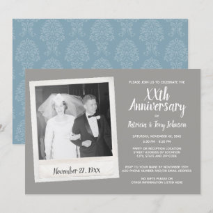 Invitation Tout anniversaire de Mariage avec photo Vintage