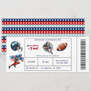 Invitation Tout Billet de Football Garçon Américain Fête d'An