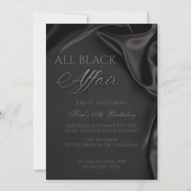 Invitation Tout Black Affair, Cravate Noire, Attire Formel, B (Devant)
