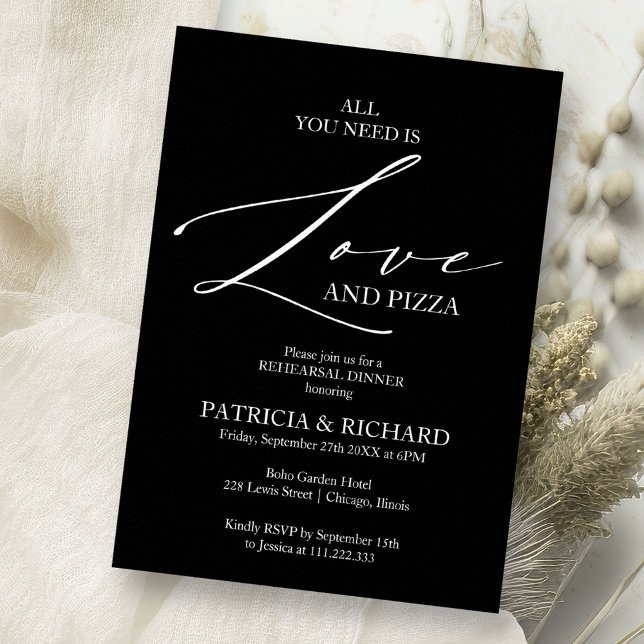 Invitation Tout Ce Dîner De Répétition De Pizza Et D'Amour (Créateur téléchargé)