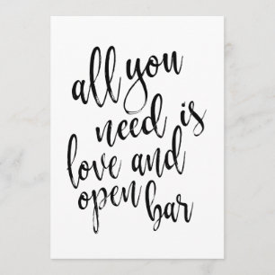 Invitation Tout ce dont vous avez besoin est amour et open ba