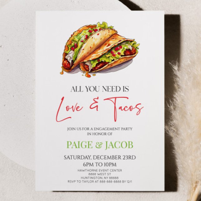 Invitation Tout ce dont vous avez besoin est Amour et Tacos E (Créateur téléchargé)